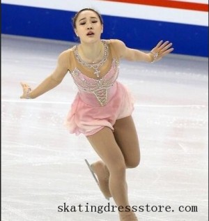 women spandex girls Pink long sleeves or sleeveless indoor ice skating outfits FC730