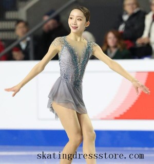 Gray figure skating dress store