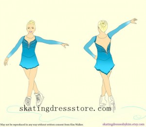 custom olympic figure skating dresses blue Beaded 2018 kids CJ183