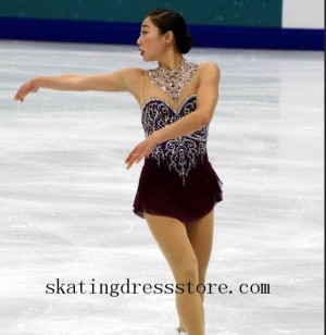 women spandex long sleeves or sleeveless 2018 orange figure skating dress girls FC1455