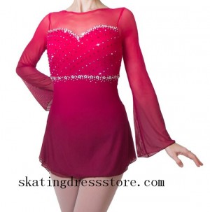 red figure skating competition dresses red women 2018 girls free shipping CJ78