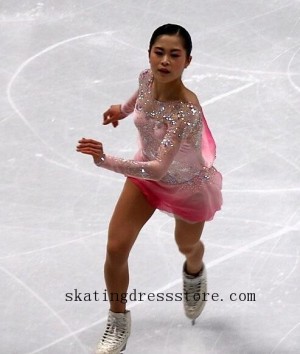 Pink Lycra sagester ice skating clothes FC758