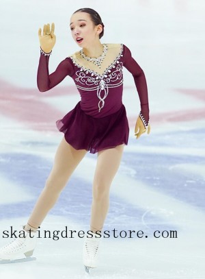 spanish ice skating dress Beaded spandex women 2018 free shipping FC915