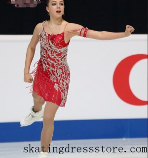 girls free shipping Beaded tessa virtue skating dresses FC484