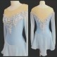 LIGHT Blue Figure Skating Dressses Flower Custom Women Skating Dresses GIRLS SO0933