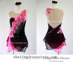 Pink Black Ice Dressses Custom Women Skating Wear O092607