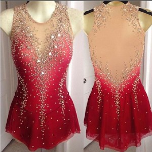 Figure Skating Dress Red Women Ice Dress 2017 New Custom K0001
