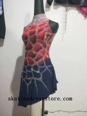 red blue ice skating dress for women hot sale 2020 h002