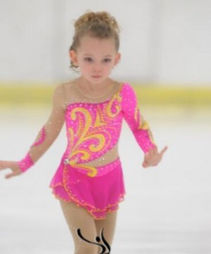 Pink Ice Skating Dress Kids Long Sleeves Hot Sale B1509