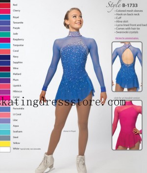 Girls Ice Skating Dress Green Blue Crystals Custom Brad Griffies Dresses for Sale Designs B1784