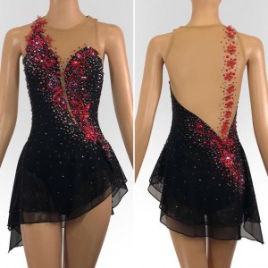 Black Ice Dresses with Flowers Custom No Sleeves 2019 Ice Dresses L0002