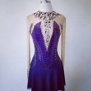 Black Ice Skating Dressses Purple Custom Girls Skating Dresses O0929