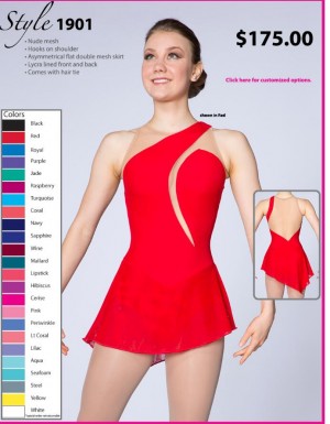 Girls Ice Skating Wear Red 2019 Custom Size for No Crystals 1901