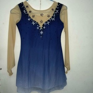 Blue Figure Skating Dresses for Gilrs Pure Ice Skating Dance Dress Custom Size and Color N011301