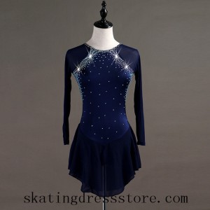 Figure Skating Black Dresses Women Crystals Custom  L0026