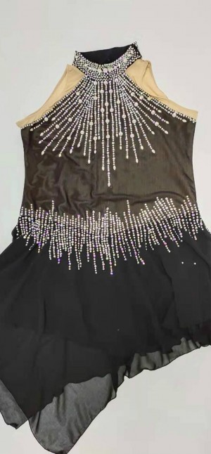 Black Figure Skating Dresses for Girls Competition Ice Dance Dress Custom Size N011305