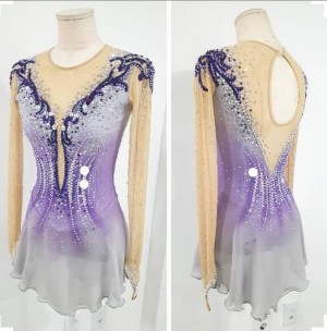 Purple Fade Ice Skating Dresses for Women Custom Size L0013