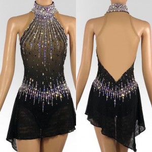 Black Ice Dresses Custom No Sleeves 2019 Skating Dresses L0001