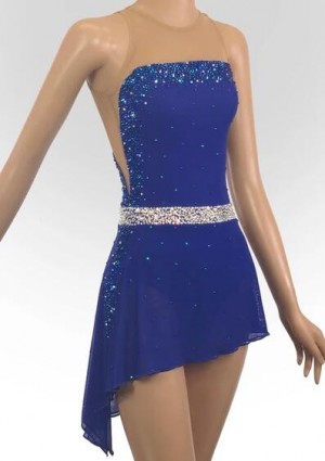 Blue Ice Dancing Dress Figure Skating Dancing Dress Custom Ice Dance Dresses Women Girls Competition Skating Clothing Custom Size Color Style Fast Ship B2107