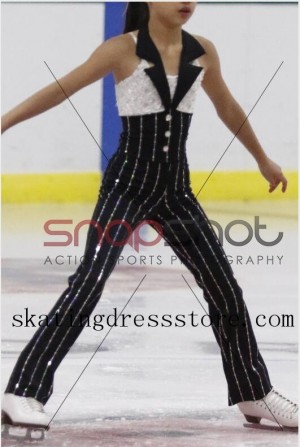 Black New Ice Skating Dresses Girls 2017 Custom O0010