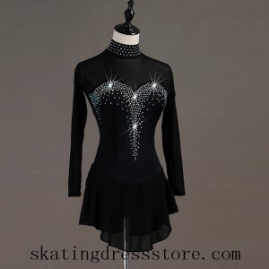 Ice Skating Dresses Black for Girls with Crystals Customize L0032