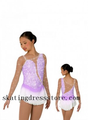 Purple Girls Figure  Dresses Custom Sharene Skating Dresses for Women S013