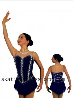 Ice Dresses Competition Figure Skating Dresses Black Kids Crystals Sharene Skatewear Gilrs S036