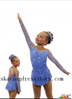 Girls Ice Skating Dresses Blue Children Sharene Skatewear Gilrs S051