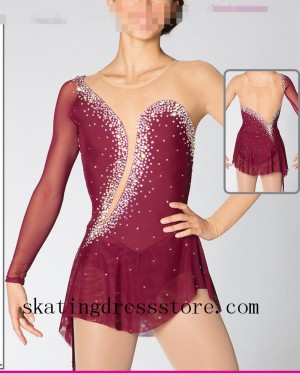 Wine Red Women Ice Skating Dresses Custom Brad Griffies Dresses New 2018 B201808