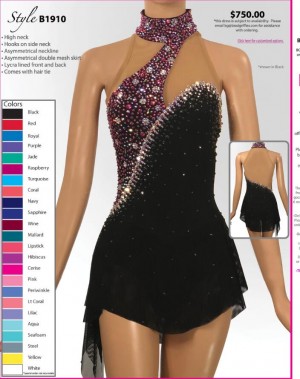 Competition Ice Skating Dresses Black 2019 Custom Size for Girls Expensive B1910