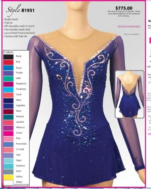 Brad Griffies Blue Ice Skating Dresses 2019 Custom Size for Women Hot Sale B1931