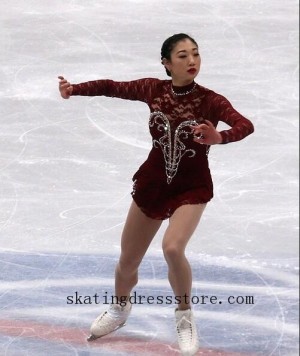 beautiful ice skating dresses women spandex girls Red FC480