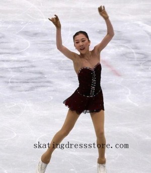 long sleeves or sleeveless spandex free shipping Black women designer figure skating competition dresses FC1290