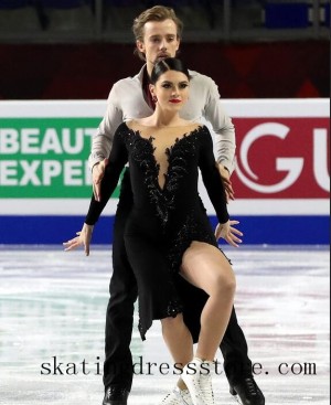 designer figure skating competition dresses free shipping Beaded Lycra Black FC1294