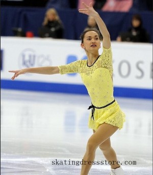 Lycra free shipping Yellow elsa figure skating dress women FC1392