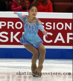 figure skating clothes near me spandex women Beaded long sleeves or sleeveless FC852