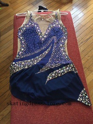 custom figure skating competition dresses Beaded long sleeves or sleeveless Lycra CJ197