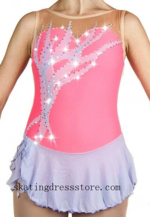 spandex pink Lycra long sleeves or sleeveless girls figure skating dresses canada CJ107