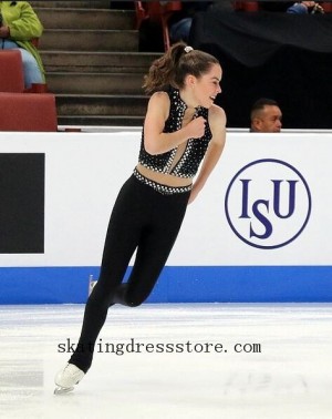 Black spandex free shipping long sleeves or sleeveless figure skating leggings FC1225