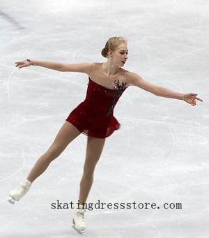 girls Red free shipping spandex figure skating outfits male FC477