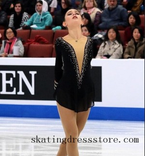girls figure skating dress girls free shipping Black Lycra women FC1232
