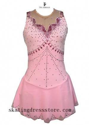 custom pink long sleeves or sleeveless Lycra hollys dress on dancing on ice kids CJ105