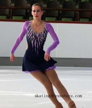 free shipping Lycra long sleeve ice skating dress FC1004