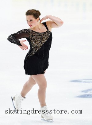 mondor ice skating dress long sleeves or sleeveless free shipping Black Lycra 2018 FC1200