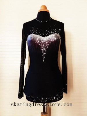 Beaded free shipping olympic figure skating dresses girls long sleeves or sleeveless CJ167