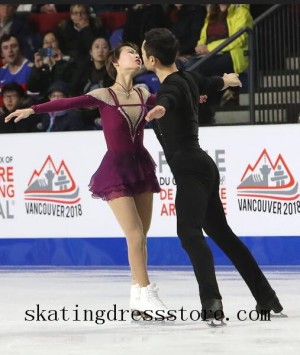 red and black figure skating dress women custom spandex FC927