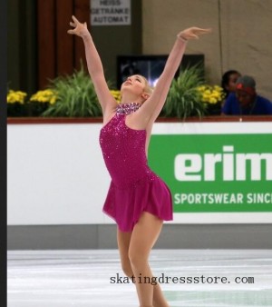 free shipping Red silver figure skating dress spandex spandex FC898