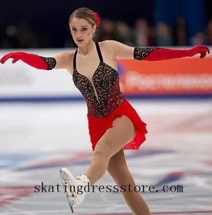 simple figure skating dresses spandex long sleeves or sleeveless Lycra FC883