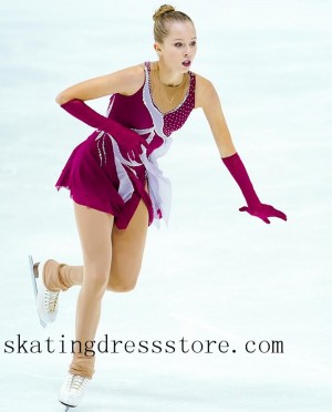 swan lake figure skating dress Beaded free shipping long sleeves or sleeveless women FC914