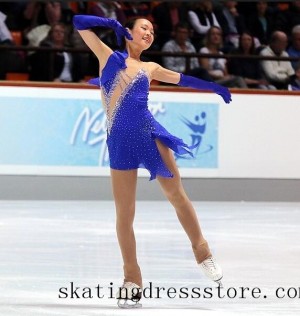 spandex 2018 kids Blue tango ice skating dresses FC671